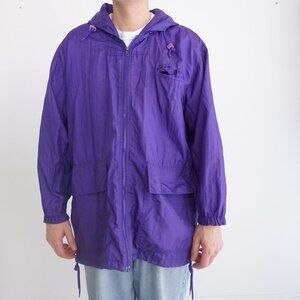 Vintage '90S Whitefish Bay Purple Nylon Zip Up Hooded Windbreaker Jacket Medium